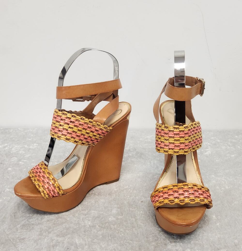 Jessica Simpson Eila Womens Brown & Orange Platform Wedge Sandals-Size 9M